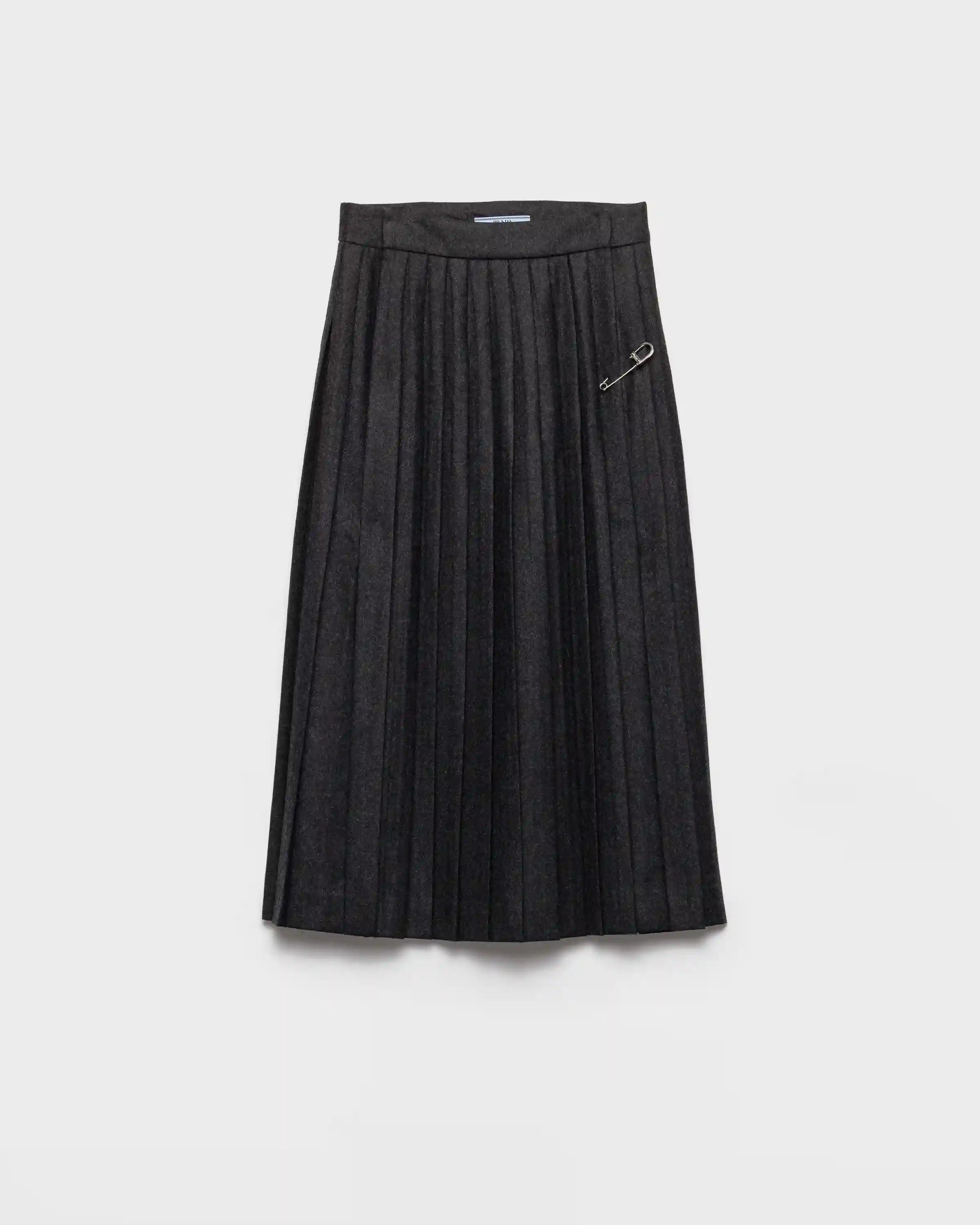 Pleated wool flannel skirt