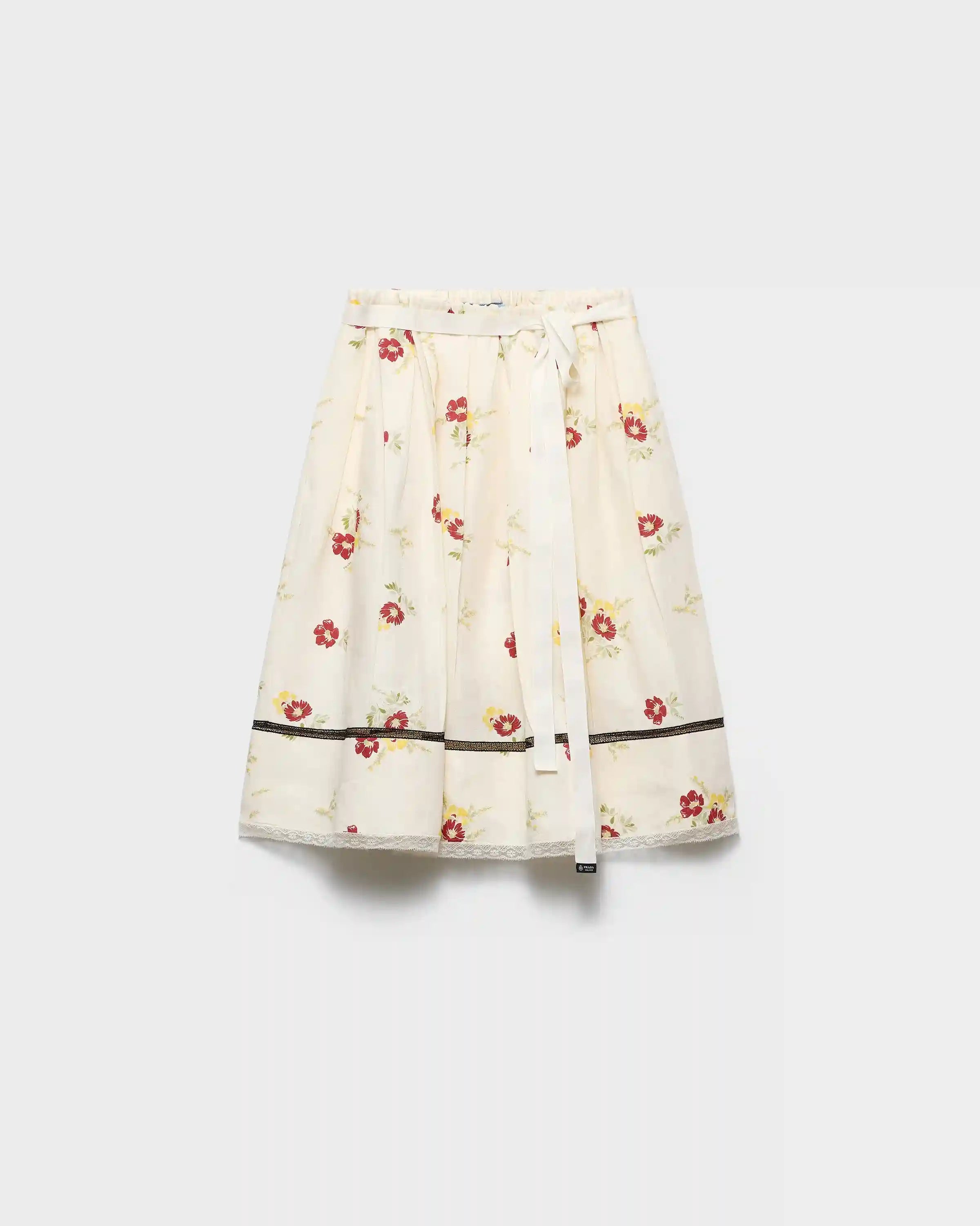 Floral print linen skirt