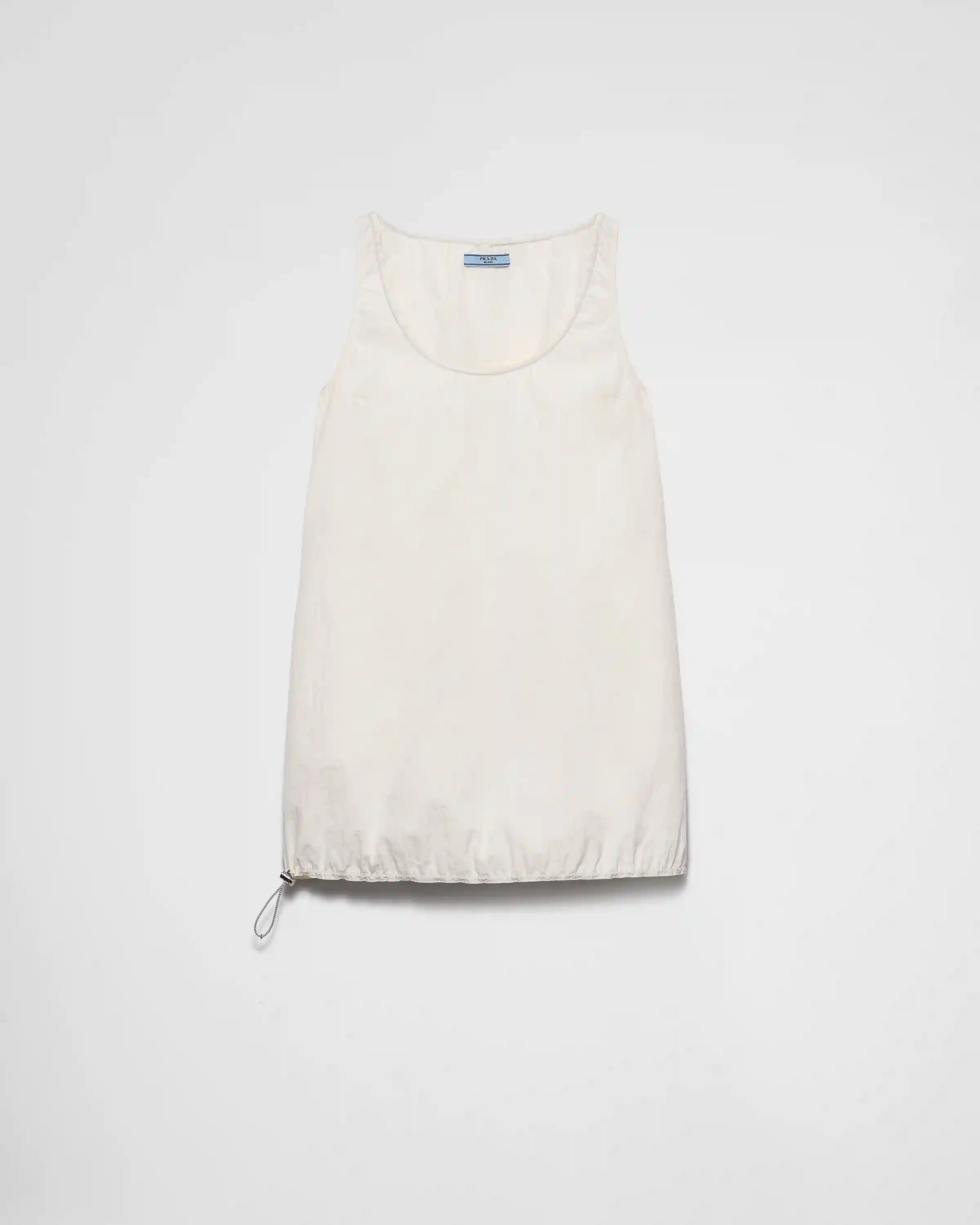 Sleeveless technical pongé mini-dress