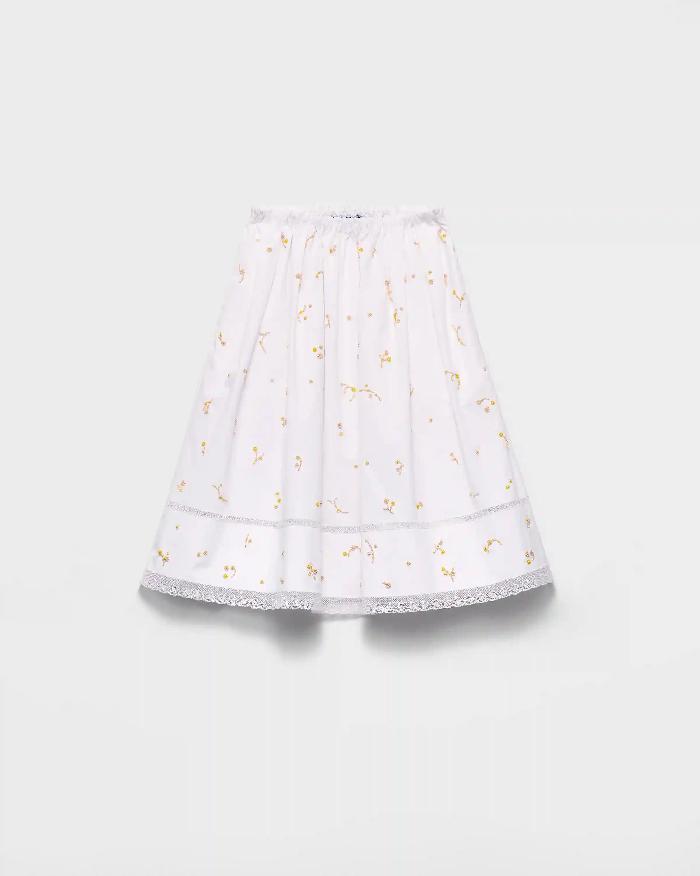 Embroidered poplin skirt