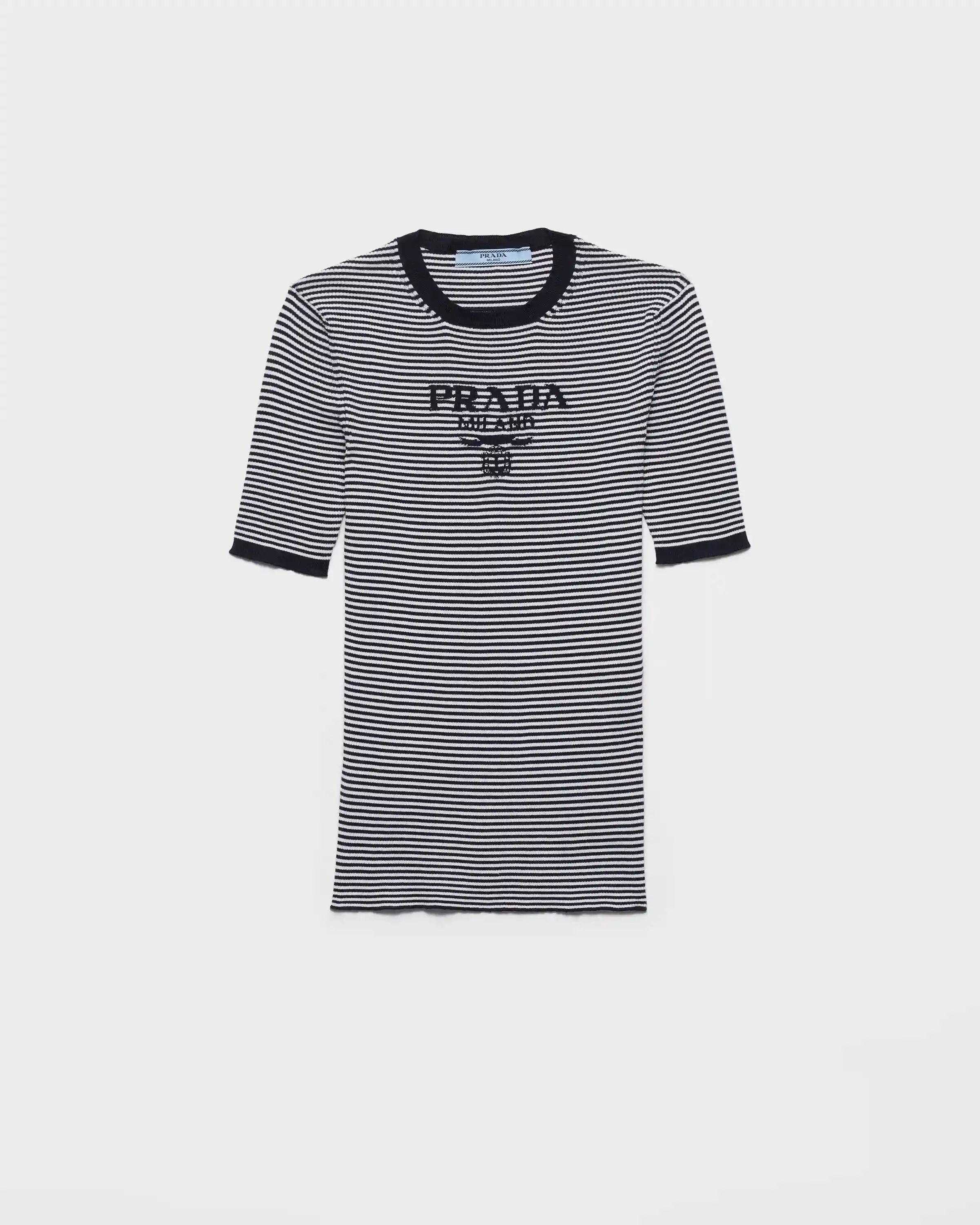 Striped silk crew-neck sweater