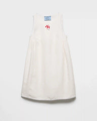 Embroidered slubbed canvas mini-dress