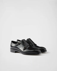 Brushed leather double monk strap shoes