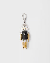 Robot Saffiano leather key ring charm
