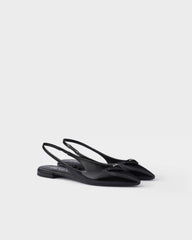 Brushed leather ballerina slingbacks