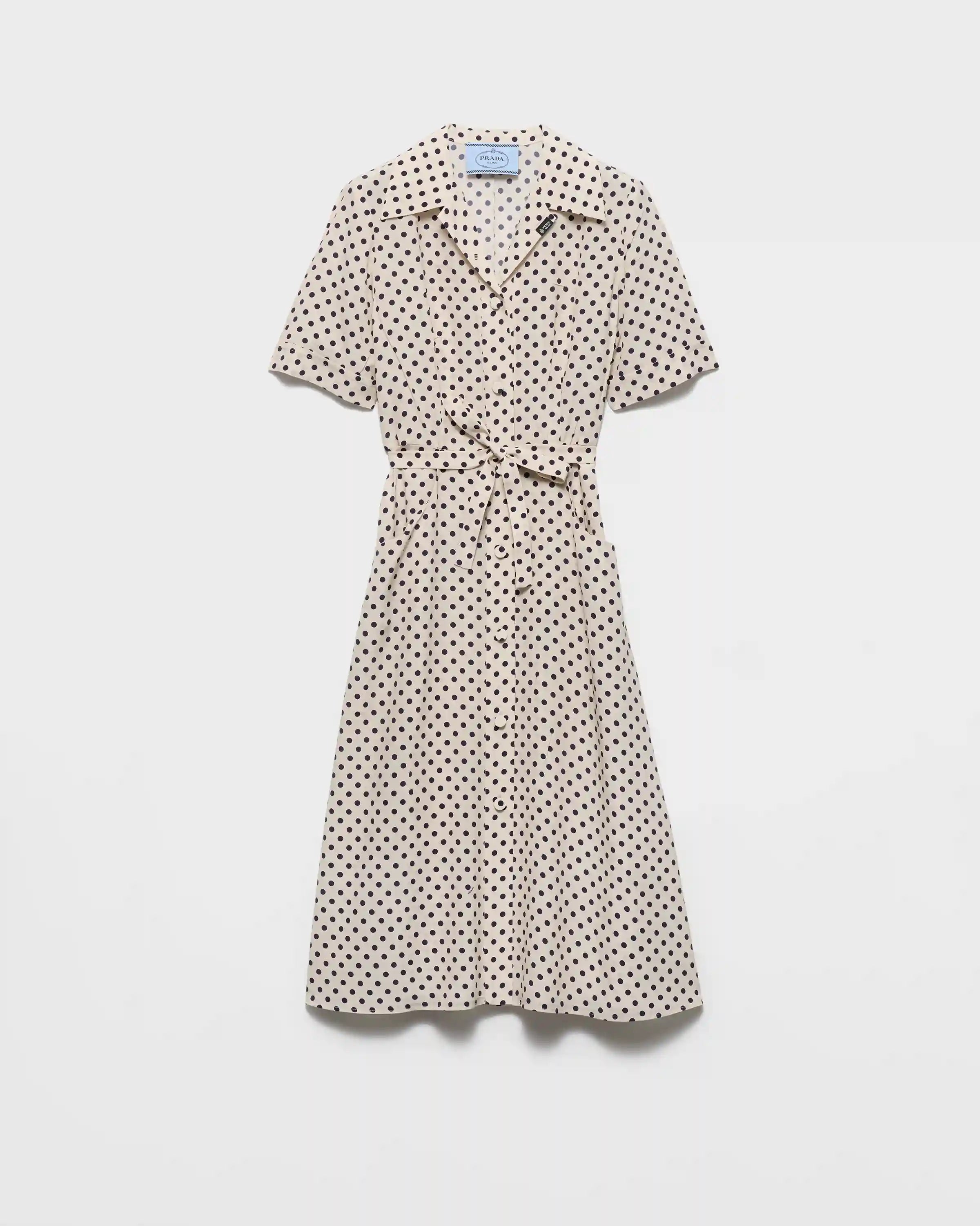 Polka-dot print marocain shirt dress