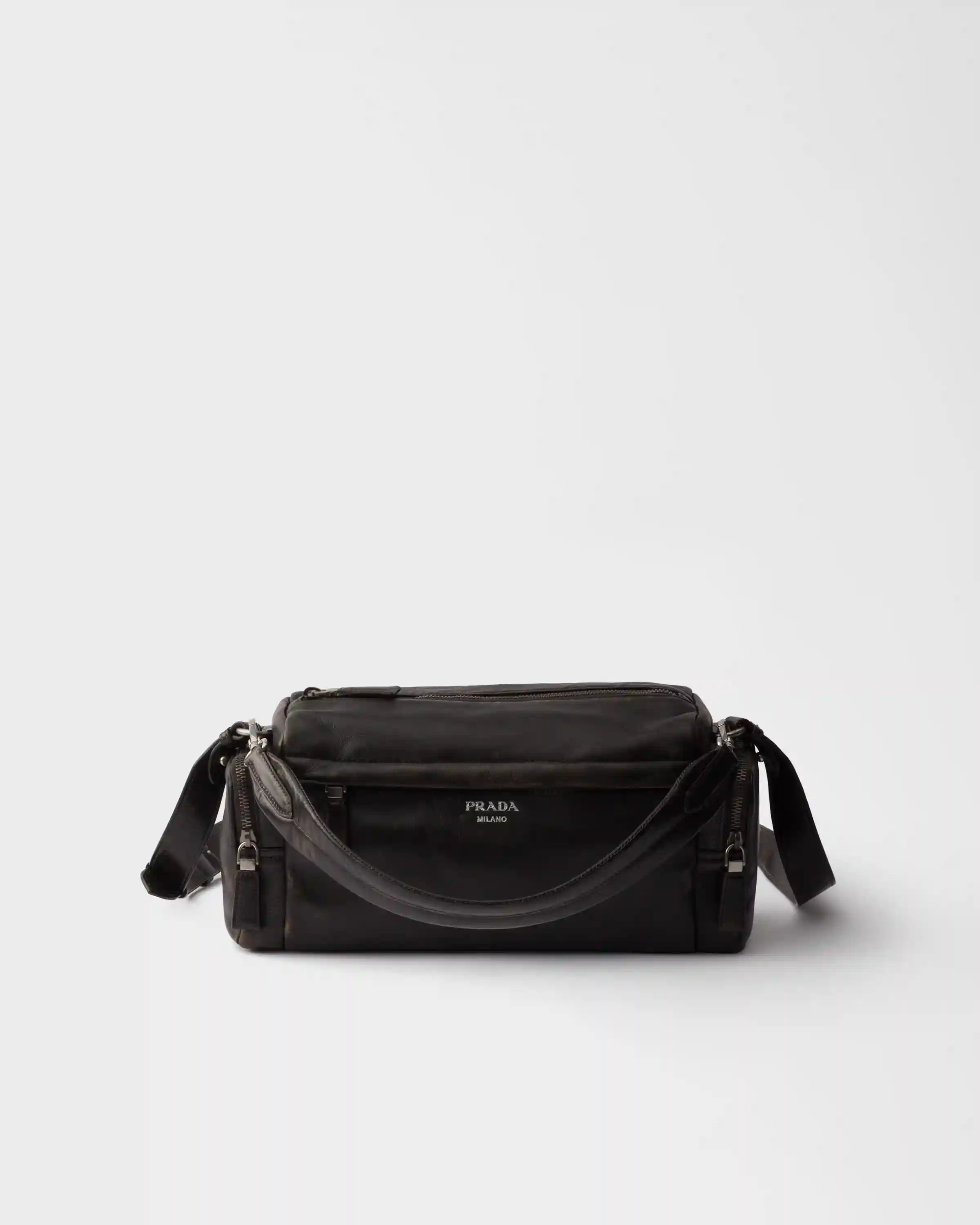 Distressed nappa leather shoulder bag