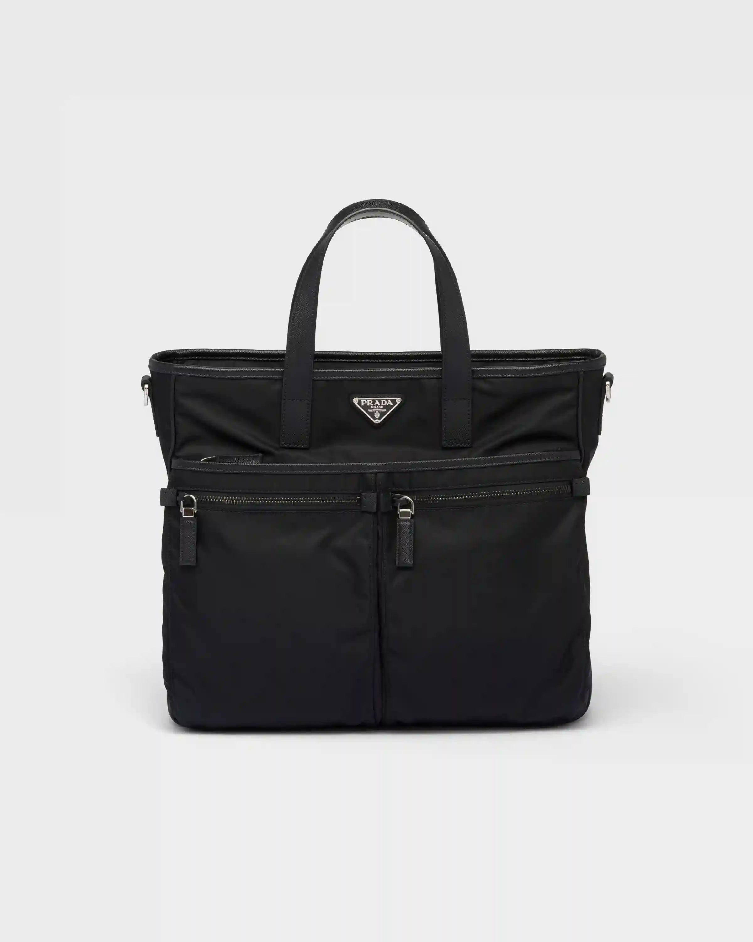 Re-Nylon and Saffiano leather tote bag