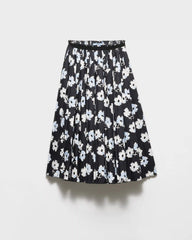 Pleated poplin skirt