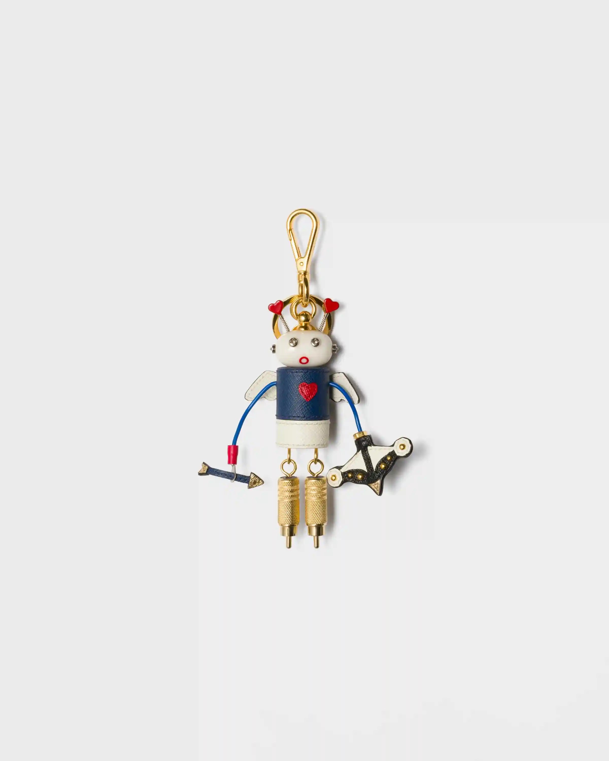 Cupido Saffiano leather keychain charm
