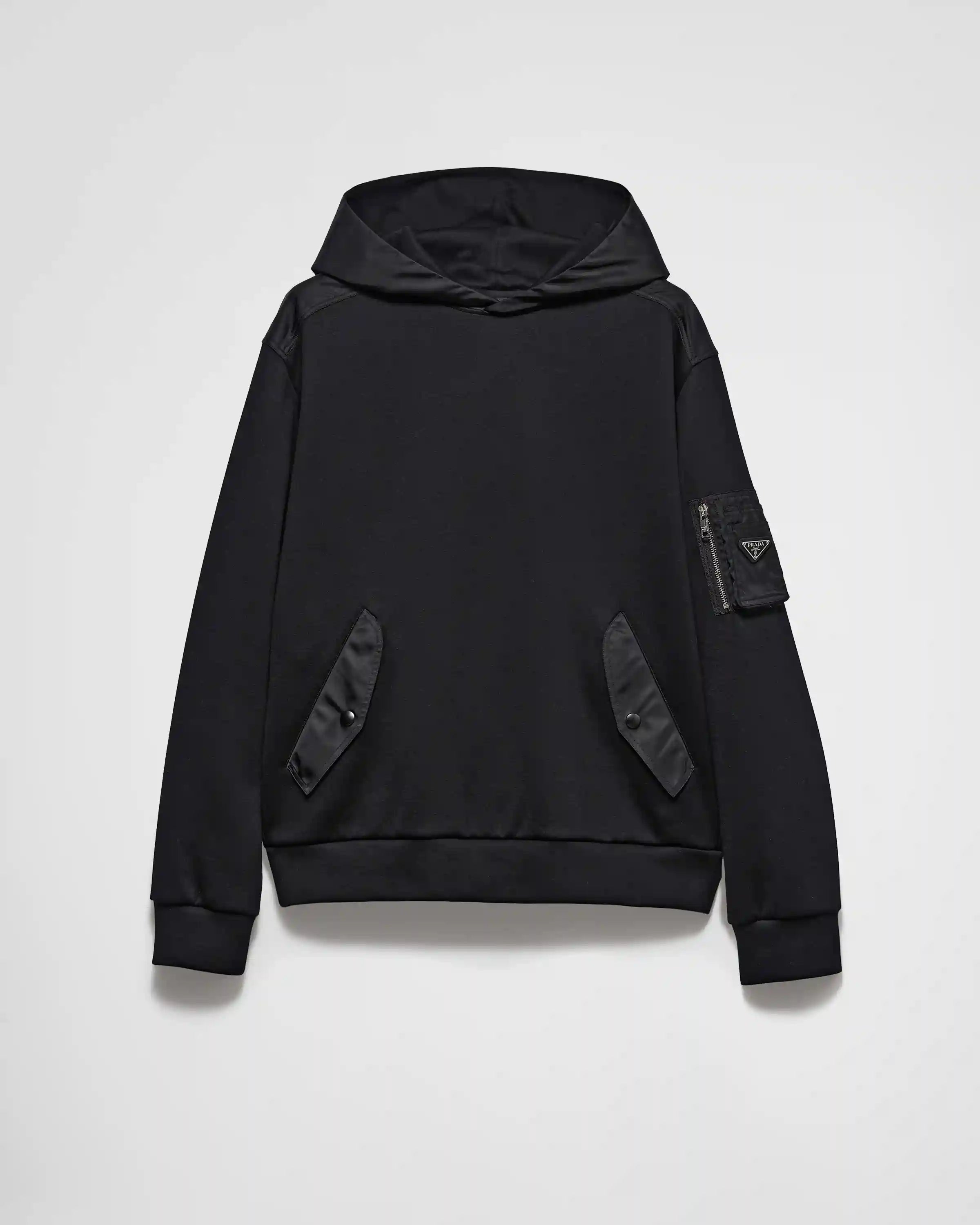 Cotton fleece and Re-Nylon hoodie