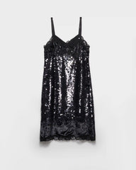 Embroidered velvet dress with sequins and lace