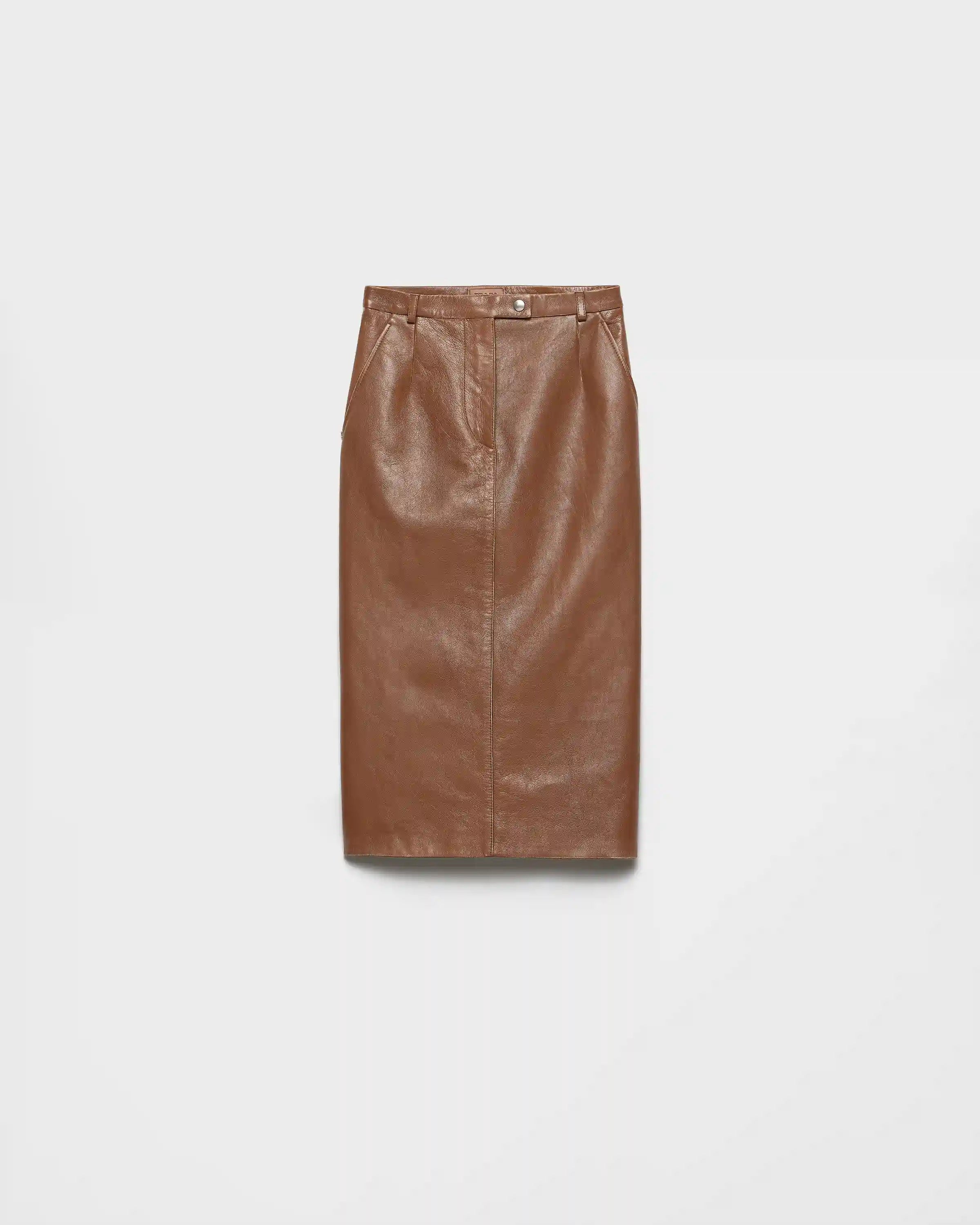 Nappa leather pencil skirt