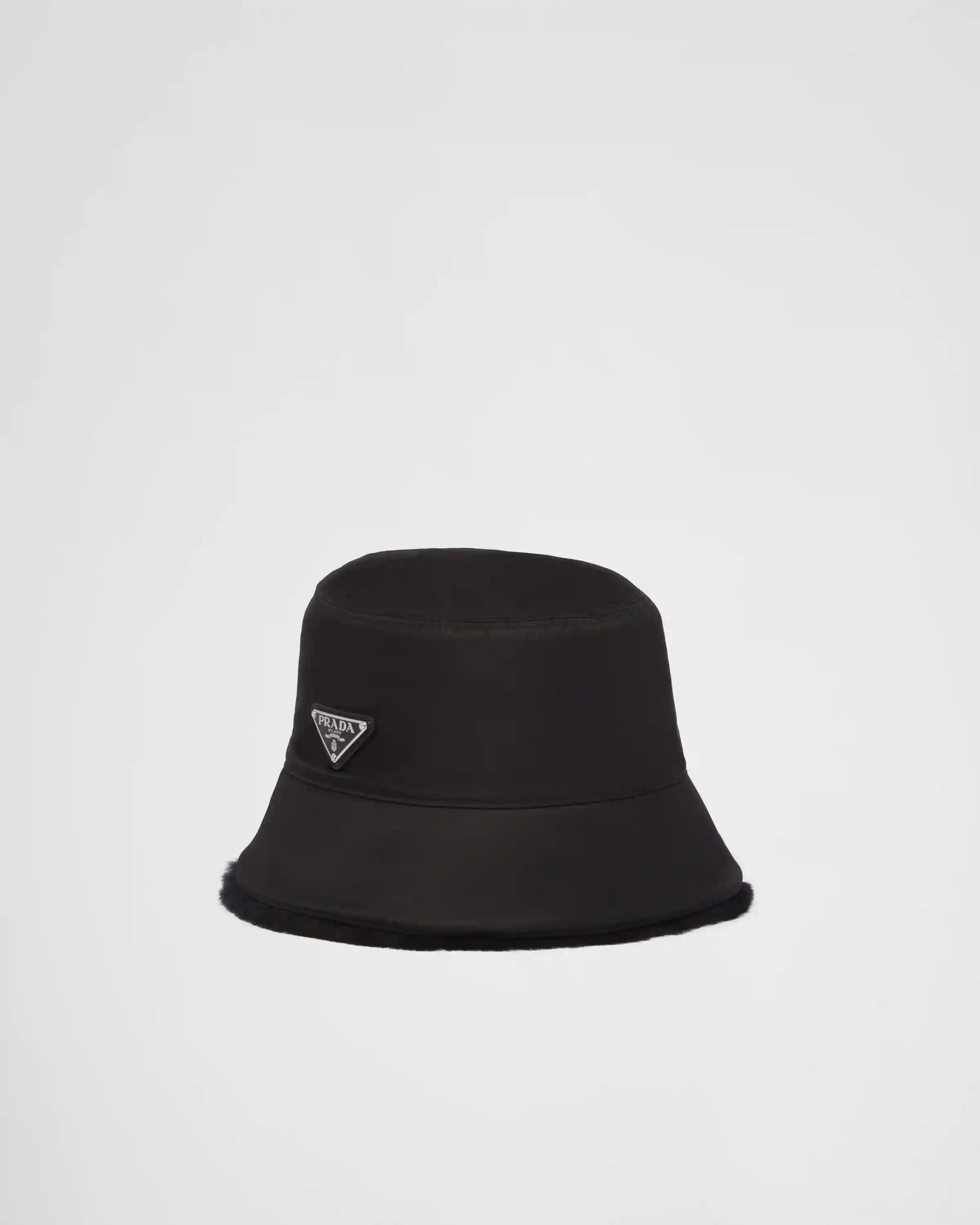 Re-Nylon and shearling bucket hat