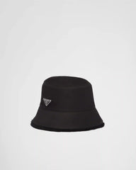 Re-Nylon and shearling bucket hat