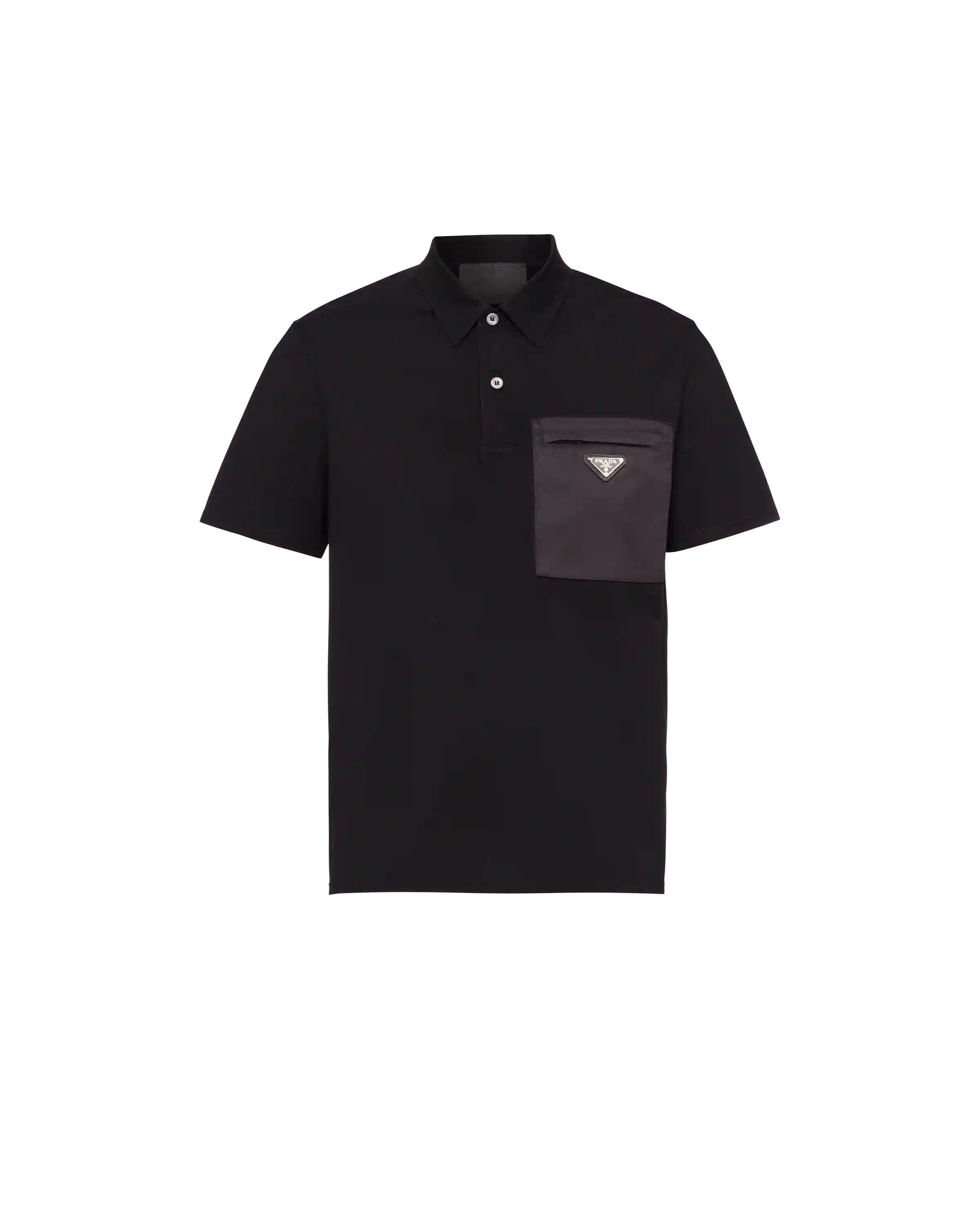 Stretch cotton polo shirt with Re-Nylon details