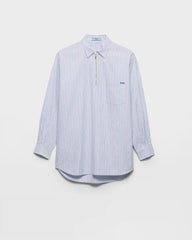 Striped cotton shirt with half-zipper