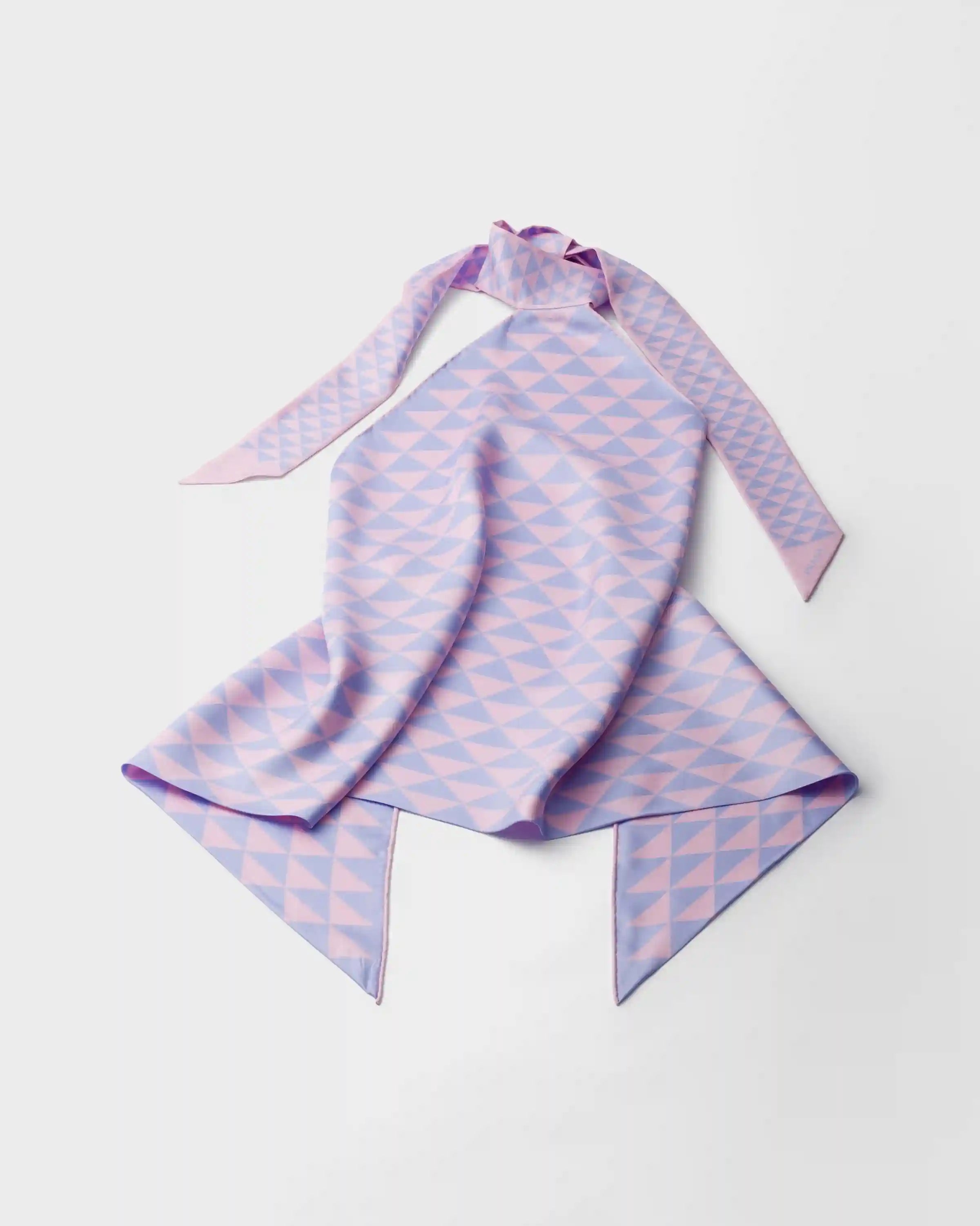 Printed silk twill halter top
