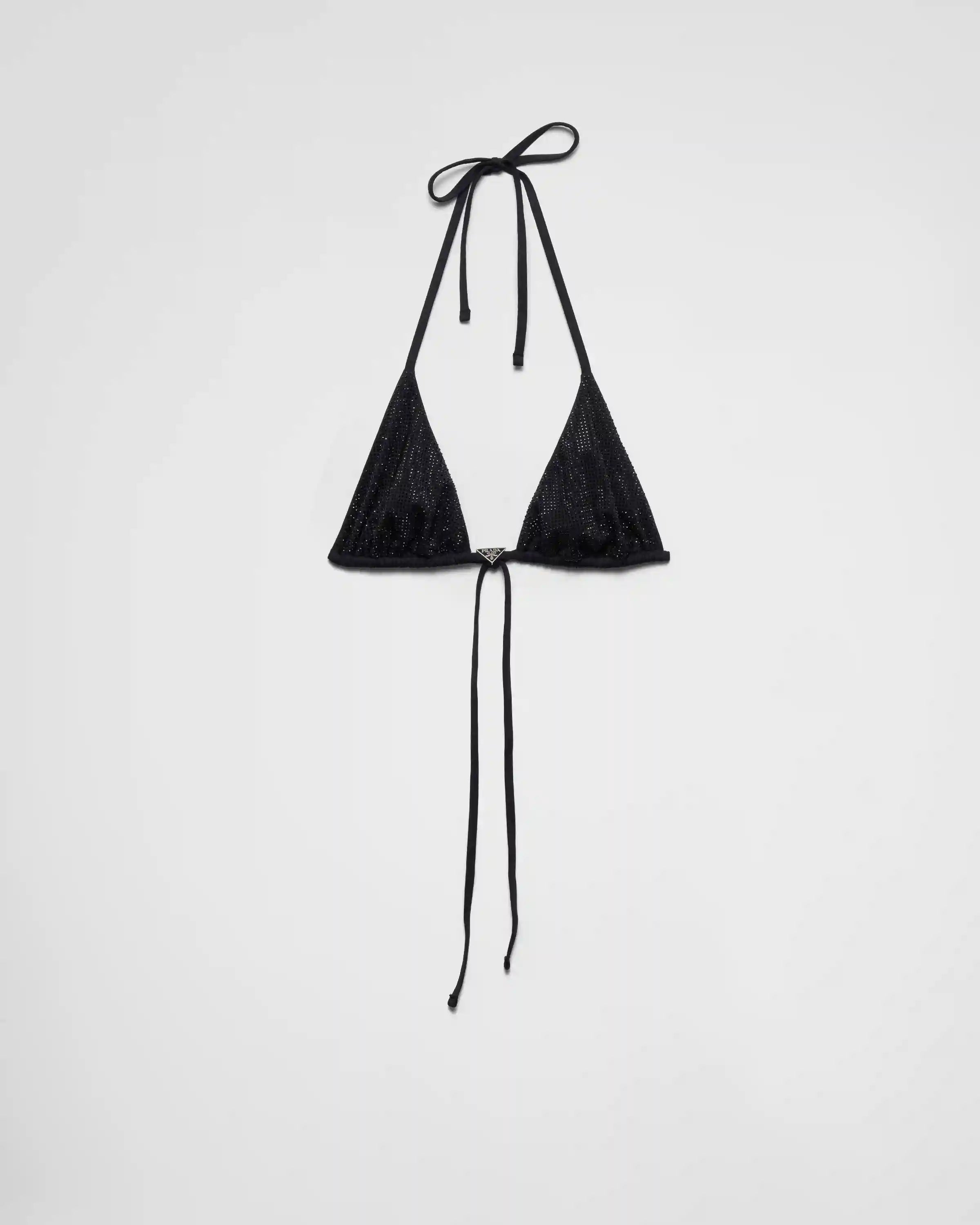 Jersey triangle bikini top with rhinestones