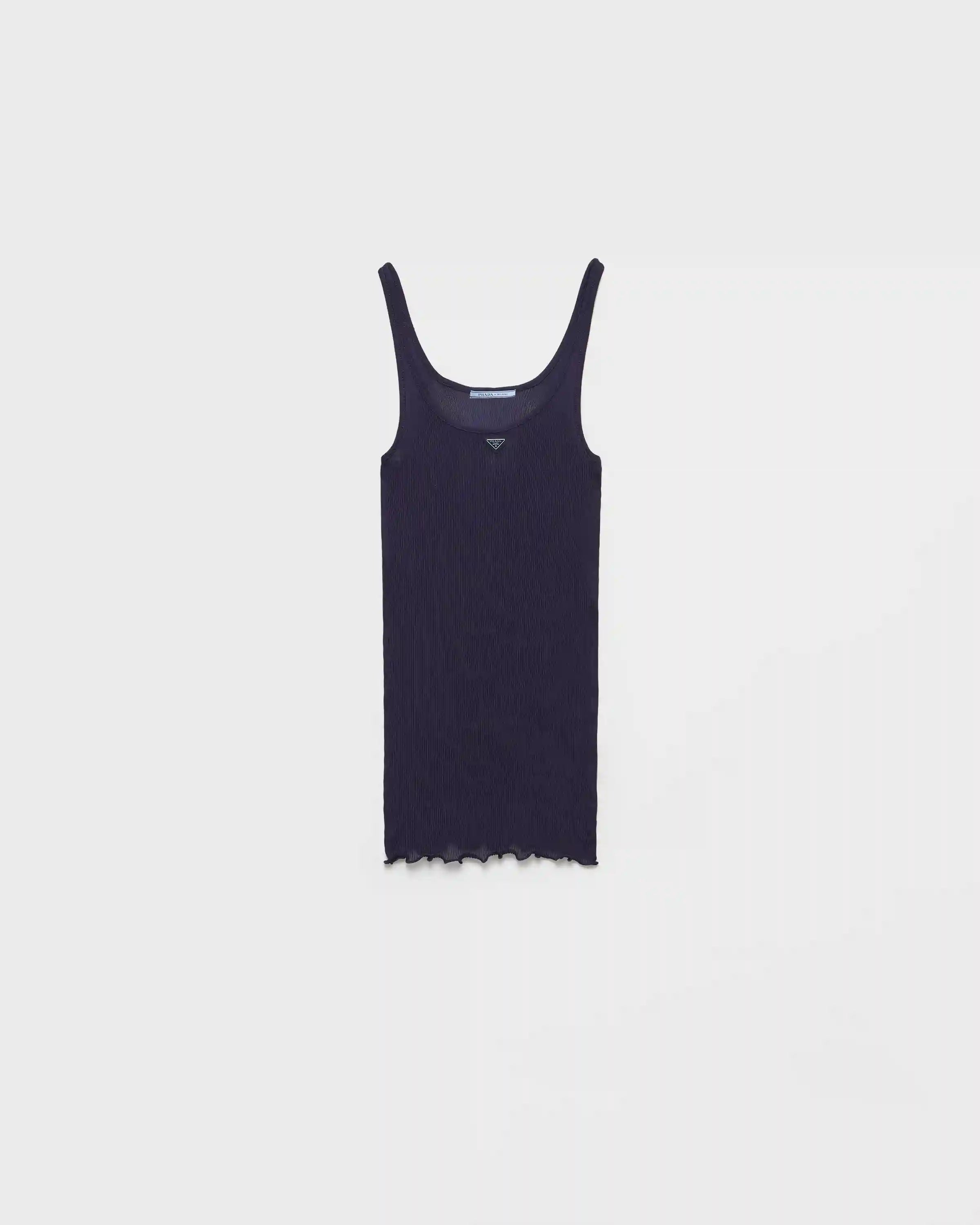 Ribbed knit silk tank top