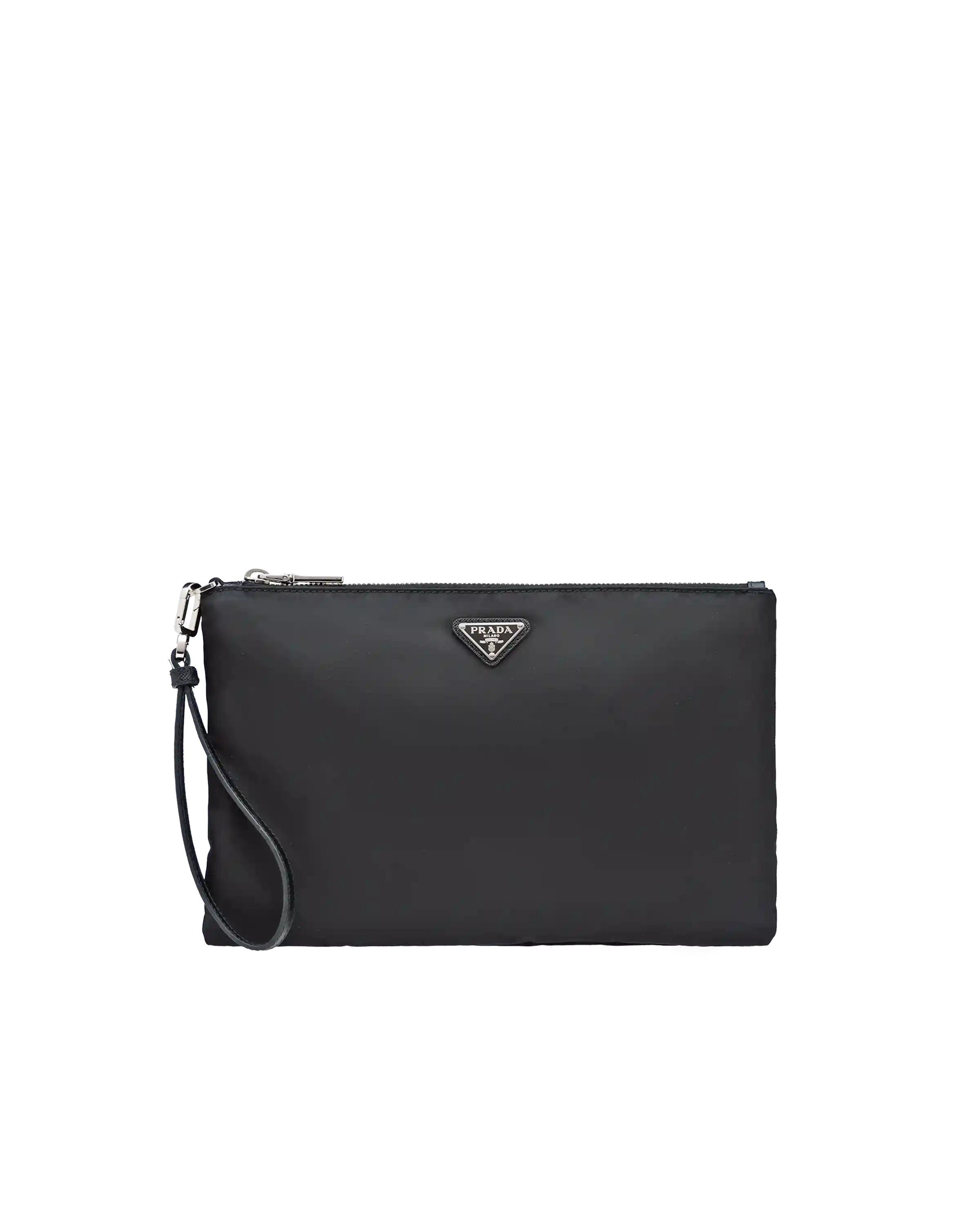 Re-Nylon and Saffiano leather pouch