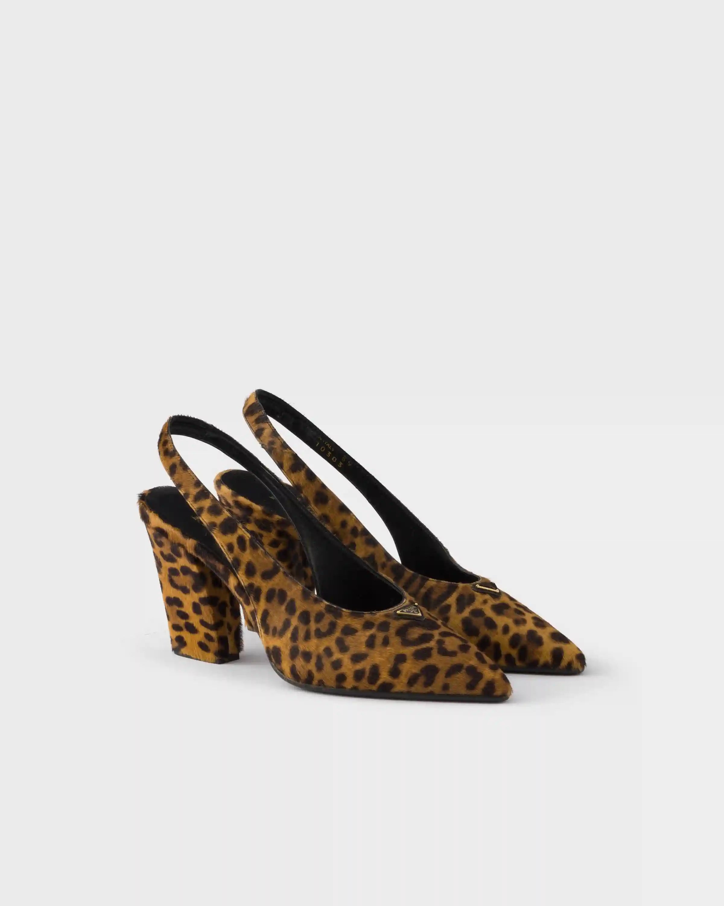 Printed leather slingback pumps