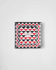Large square porcelain catchall tray - Triangles
