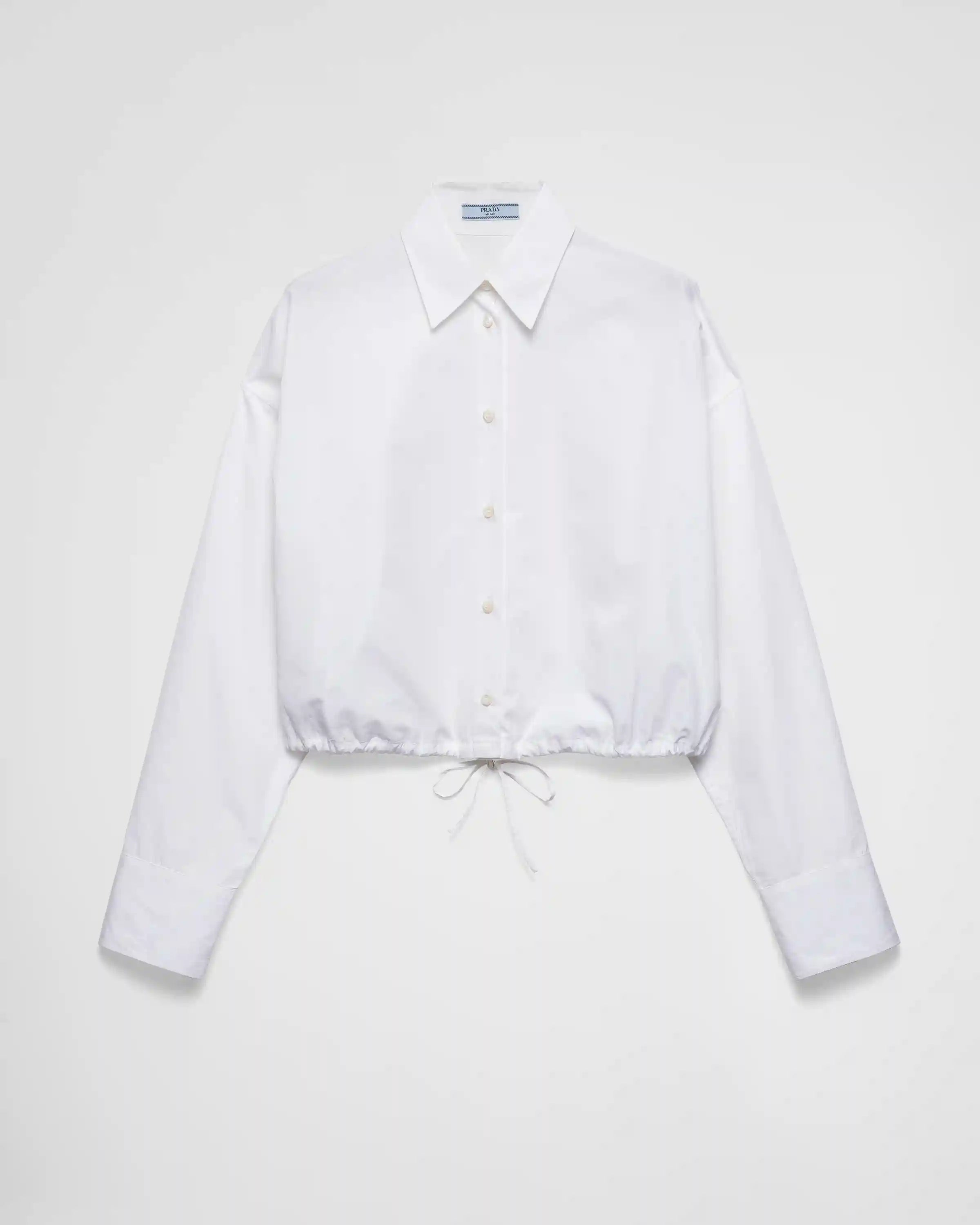 Drawstring poplin shirt