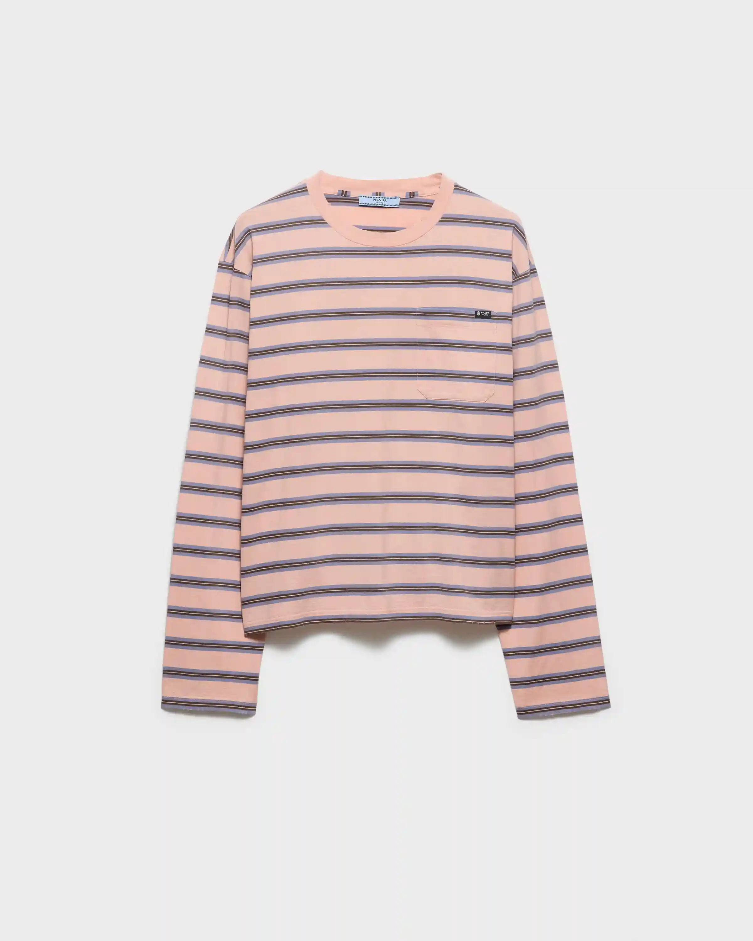 Long-sleeved striped cotton jersey T-shirt