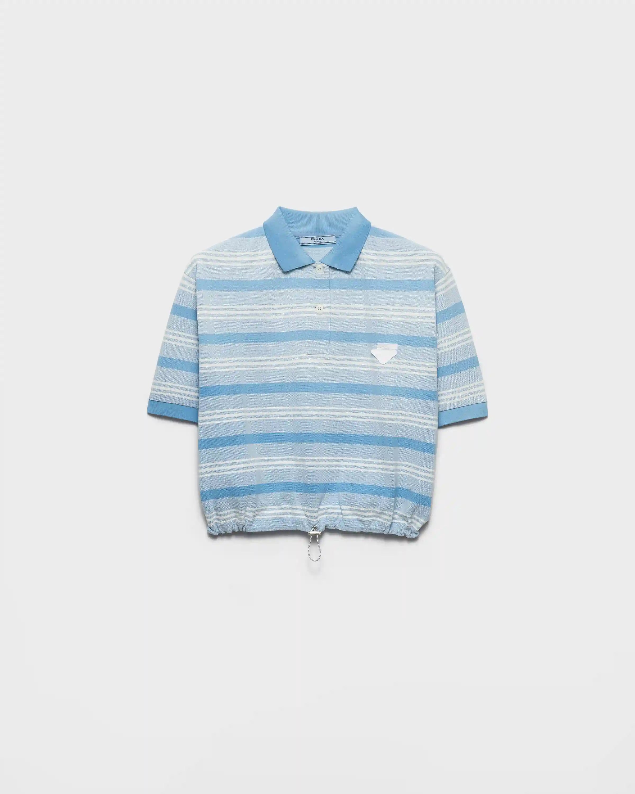 Striped print piqué polo shirt