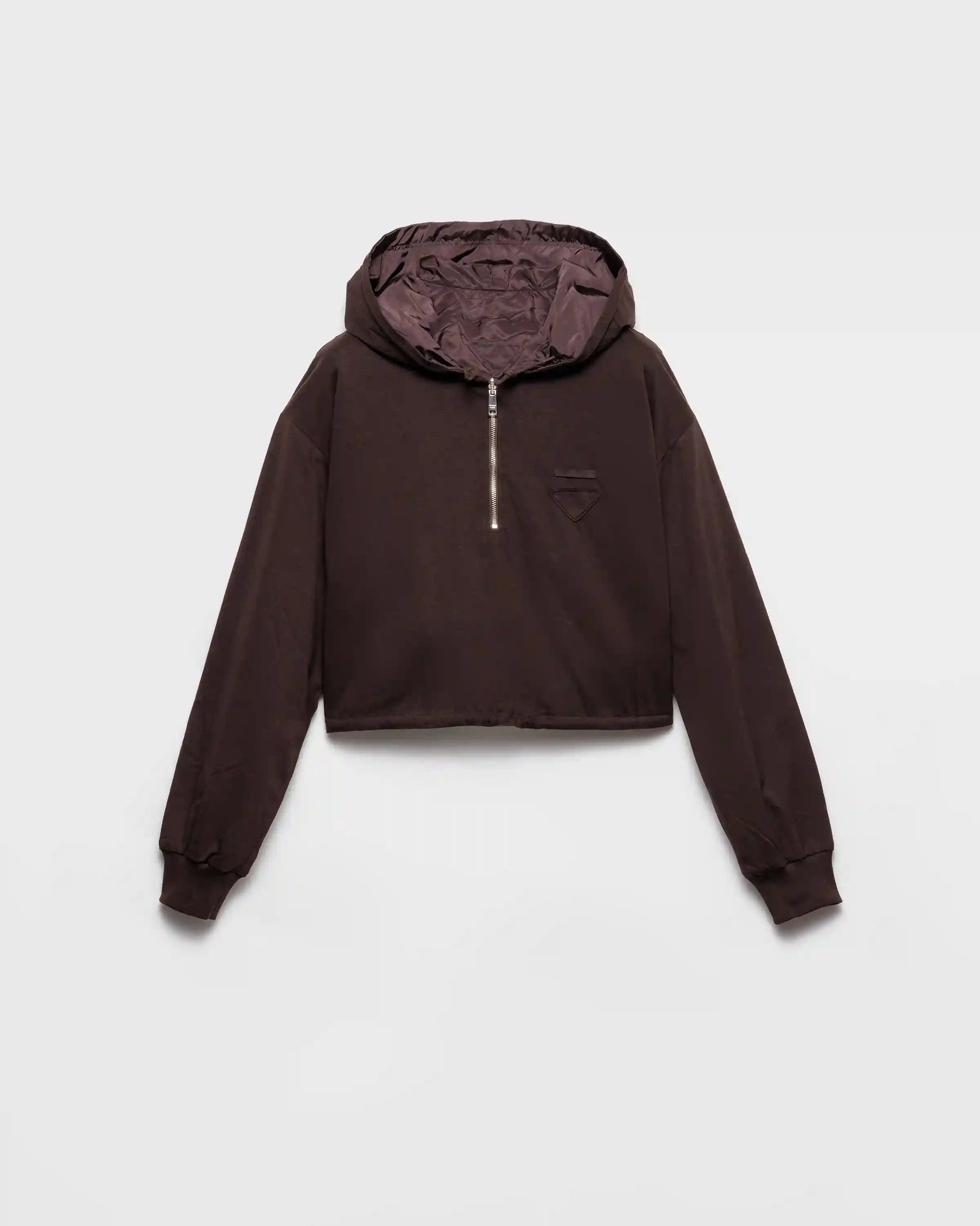 Reversible cotton jersey and Re-Nylon hoodie