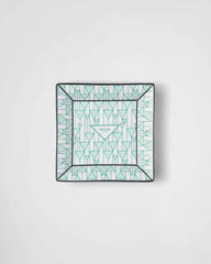 Large square porcelain catchall tray - Vienna Green