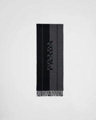 Small wool scarf with jacquard logo