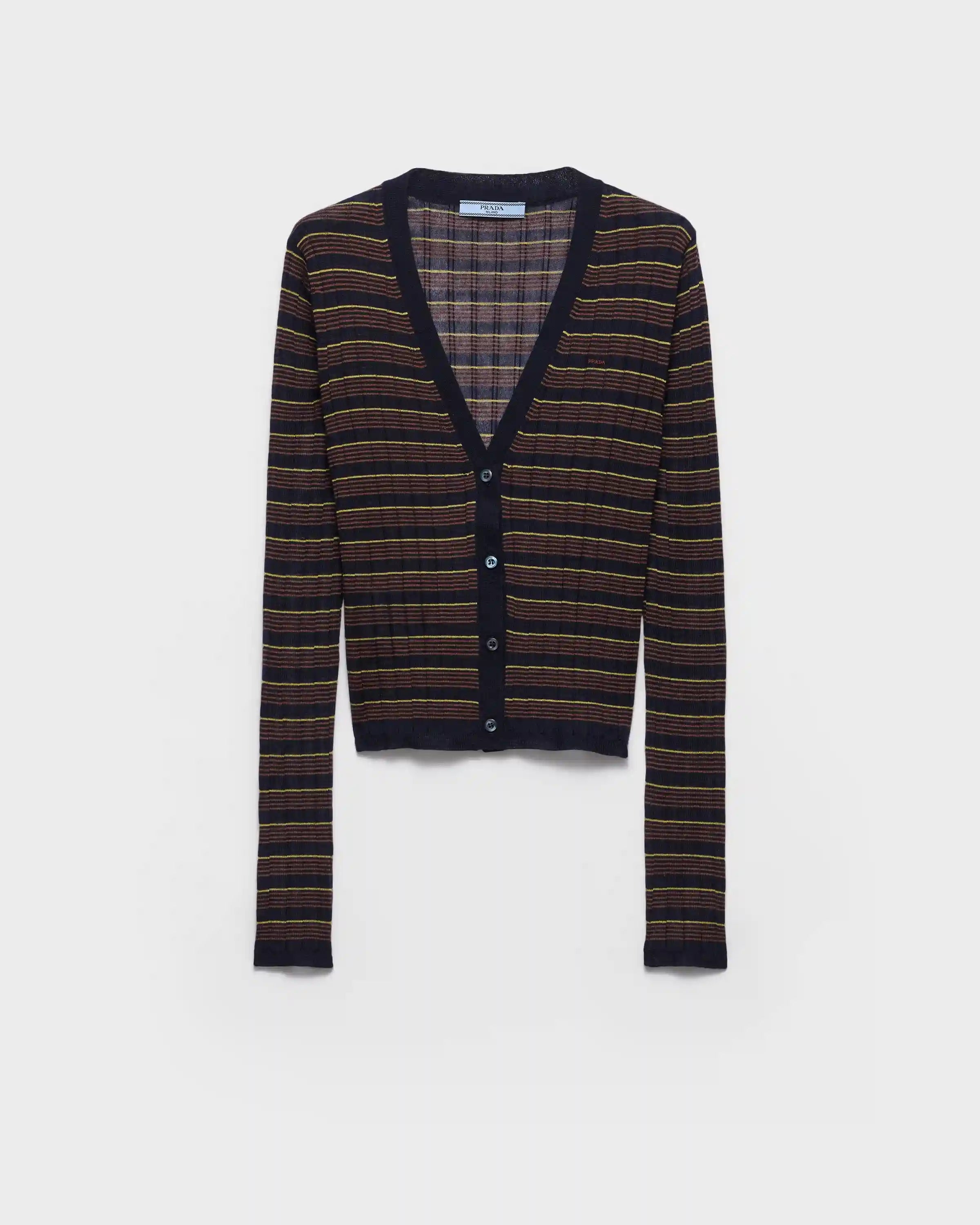 Striped cashmere and silk cardigan