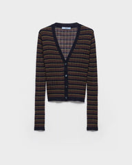Striped cashmere and silk cardigan