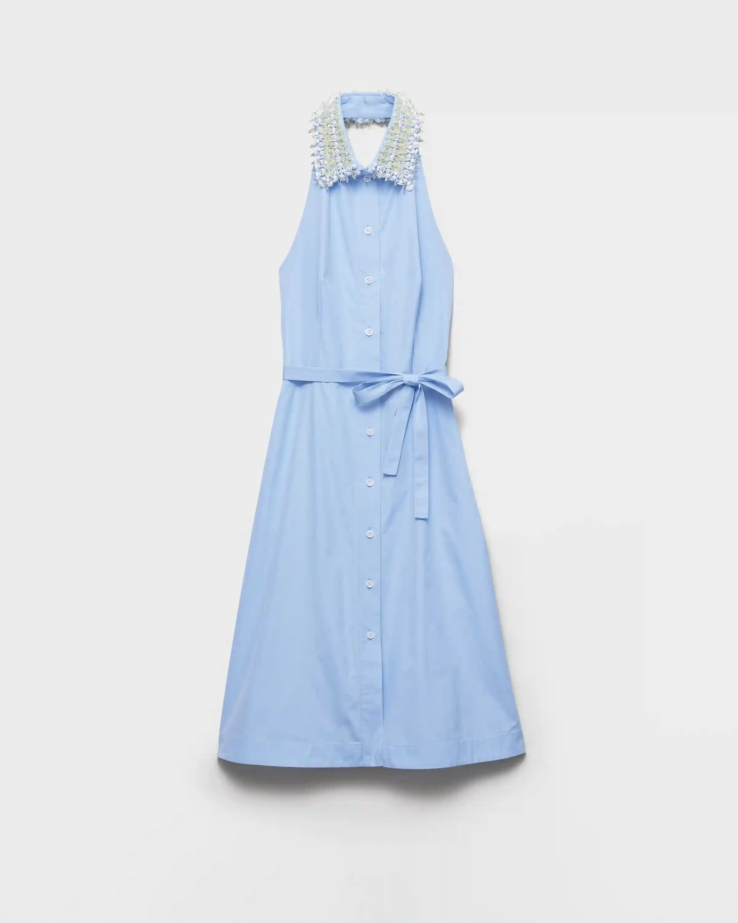 Embroidered poplin shirt dress