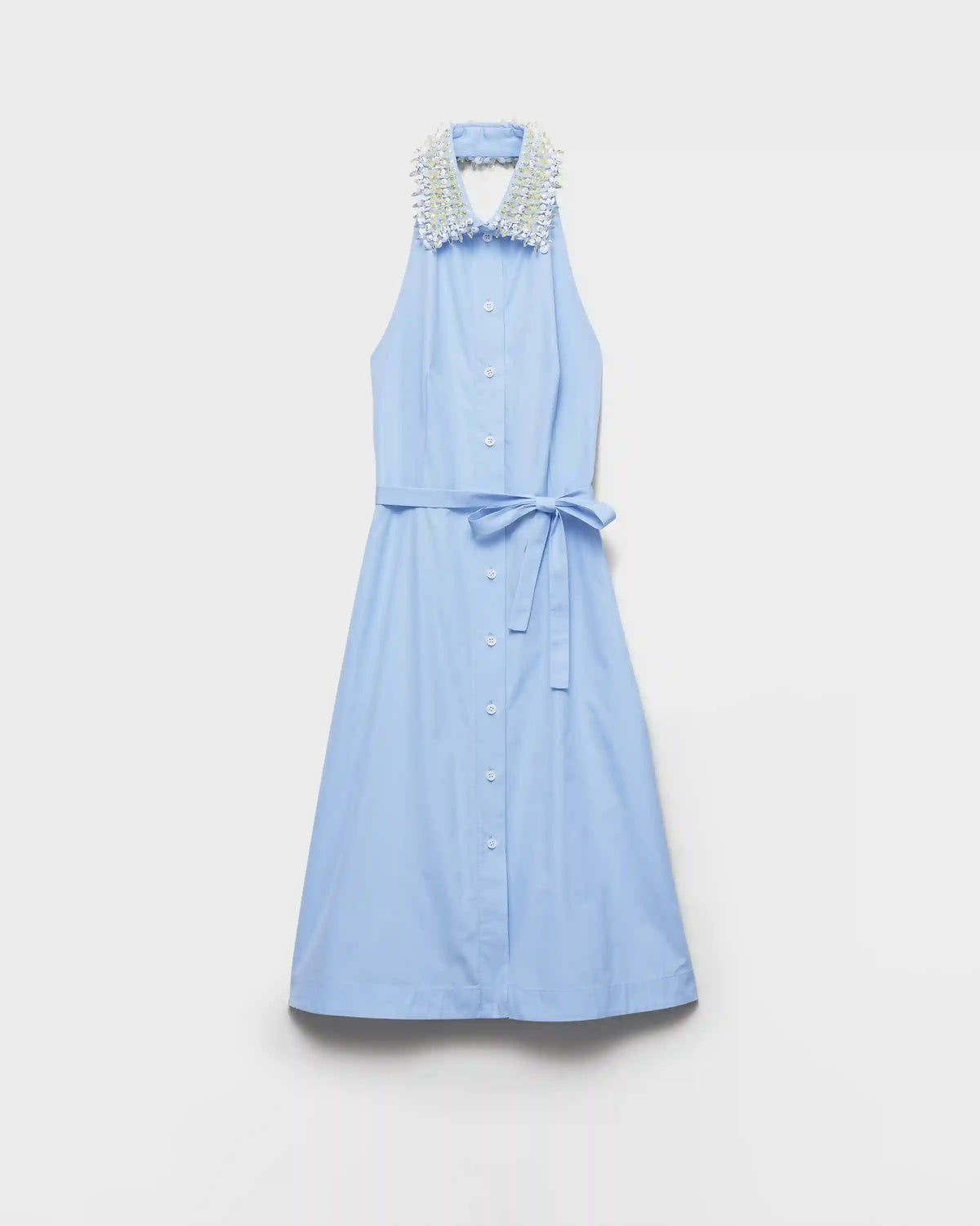 Embroidered poplin shirt dress