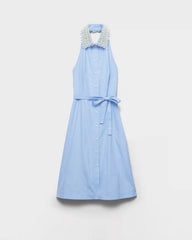 Embroidered poplin shirt dress