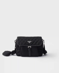 Medium quilted Re-Nylon shoulder bag with Saffiano leather trim