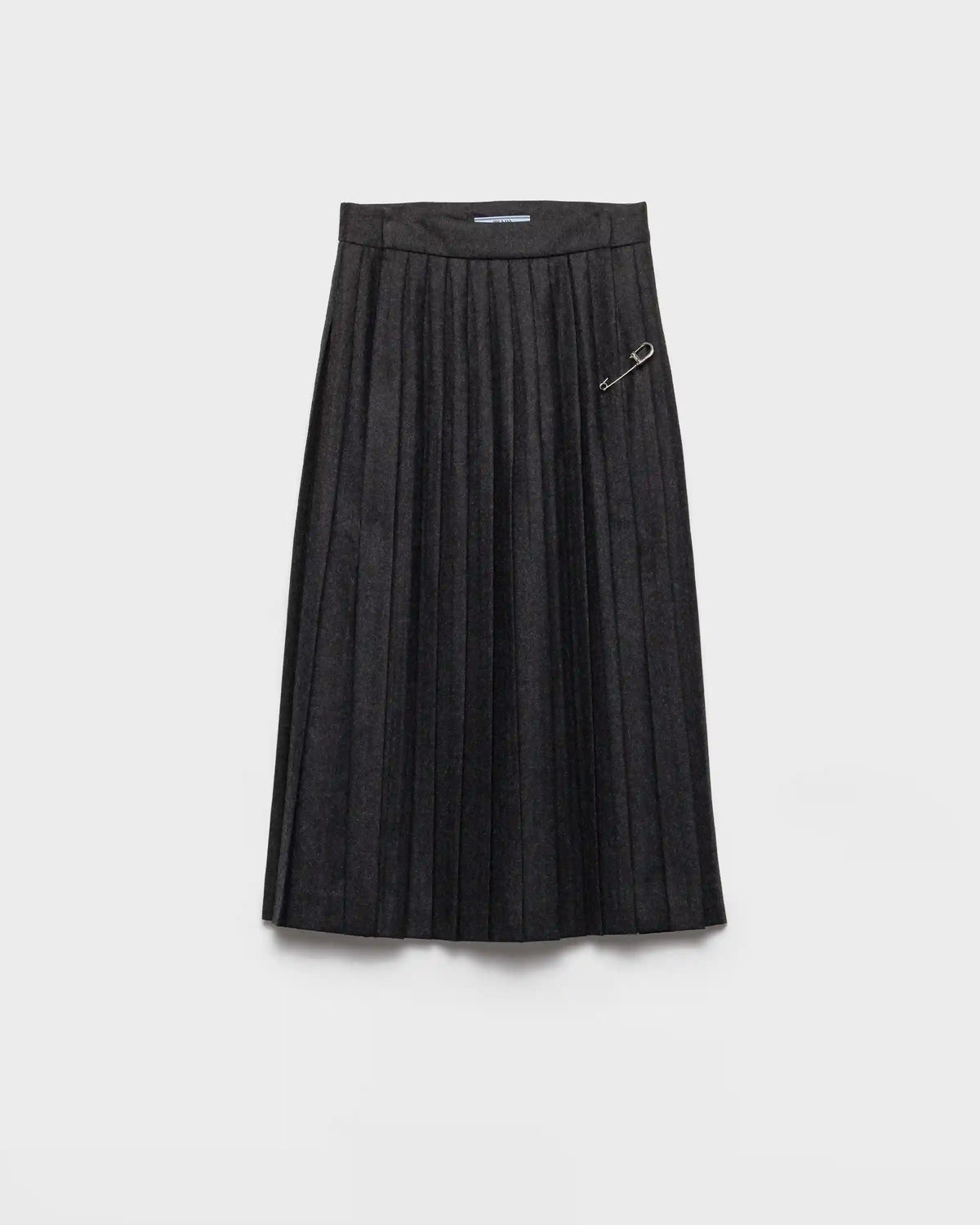 Pleated wool flannel skirt