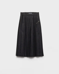 Pleated wool flannel skirt