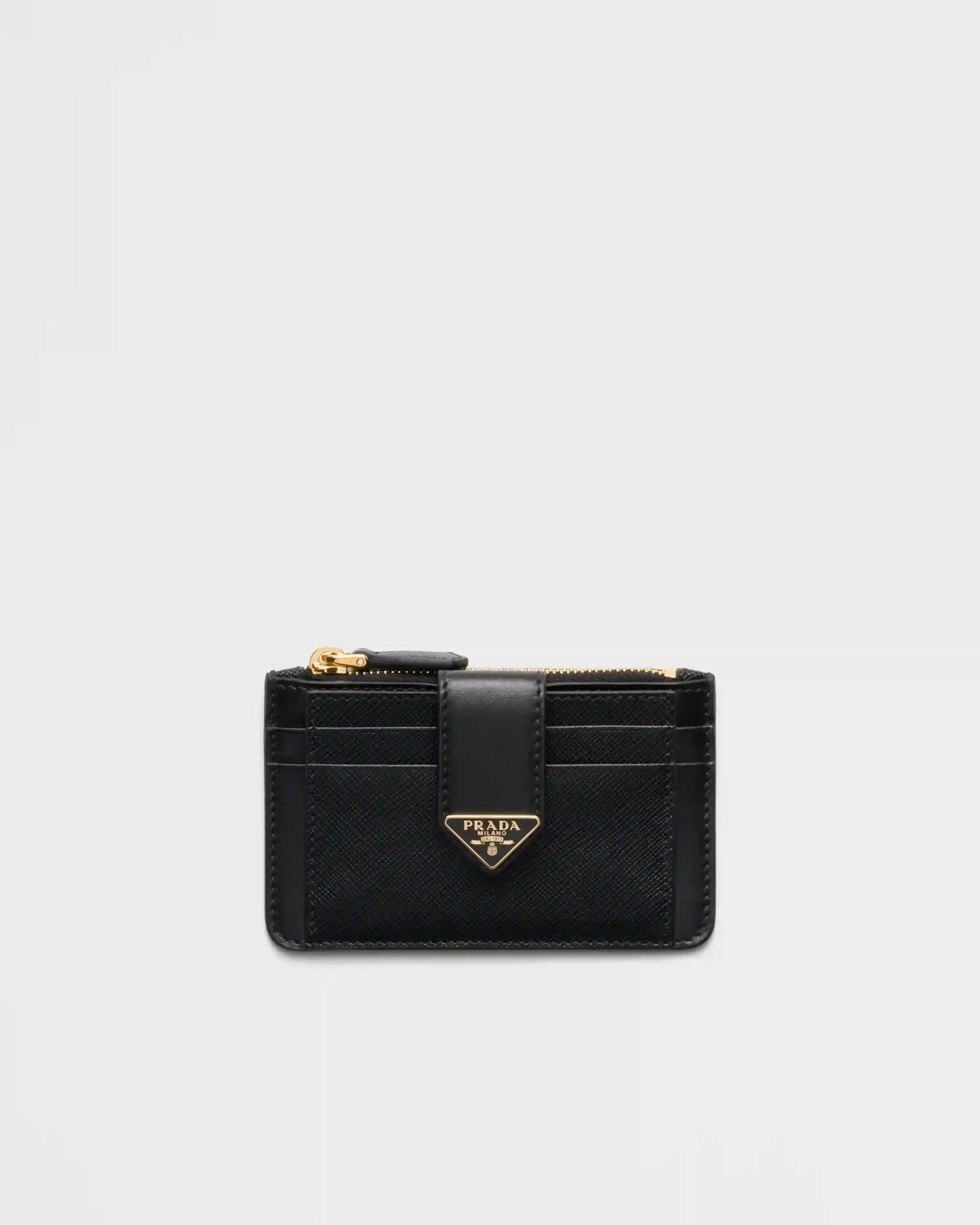 Saffiano and smooth leather card holder