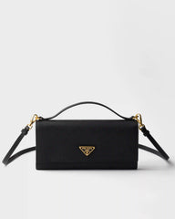 Saffiano leather wallet with shoulder strap