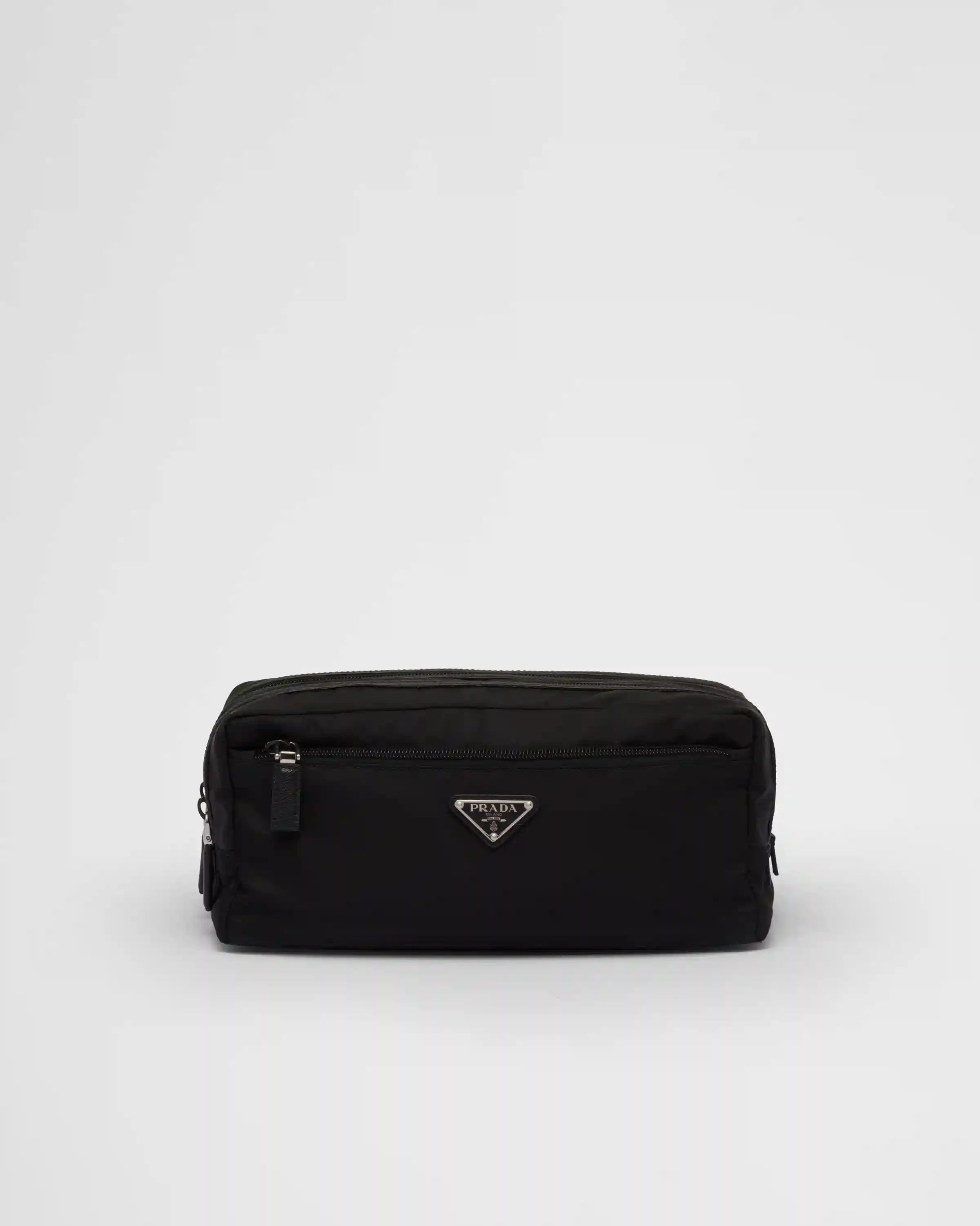 Re-Nylon and Saffiano leather travel pouch
