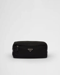 Re-Nylon and Saffiano leather travel pouch