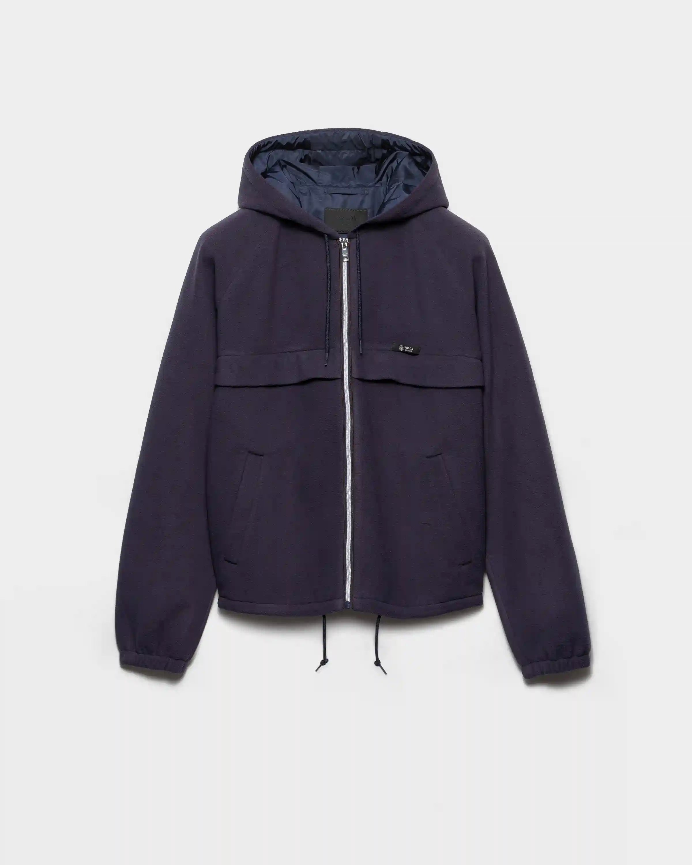 Hooded technical fabric blouson jacket 