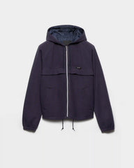 Hooded technical fabric blouson jacket 
