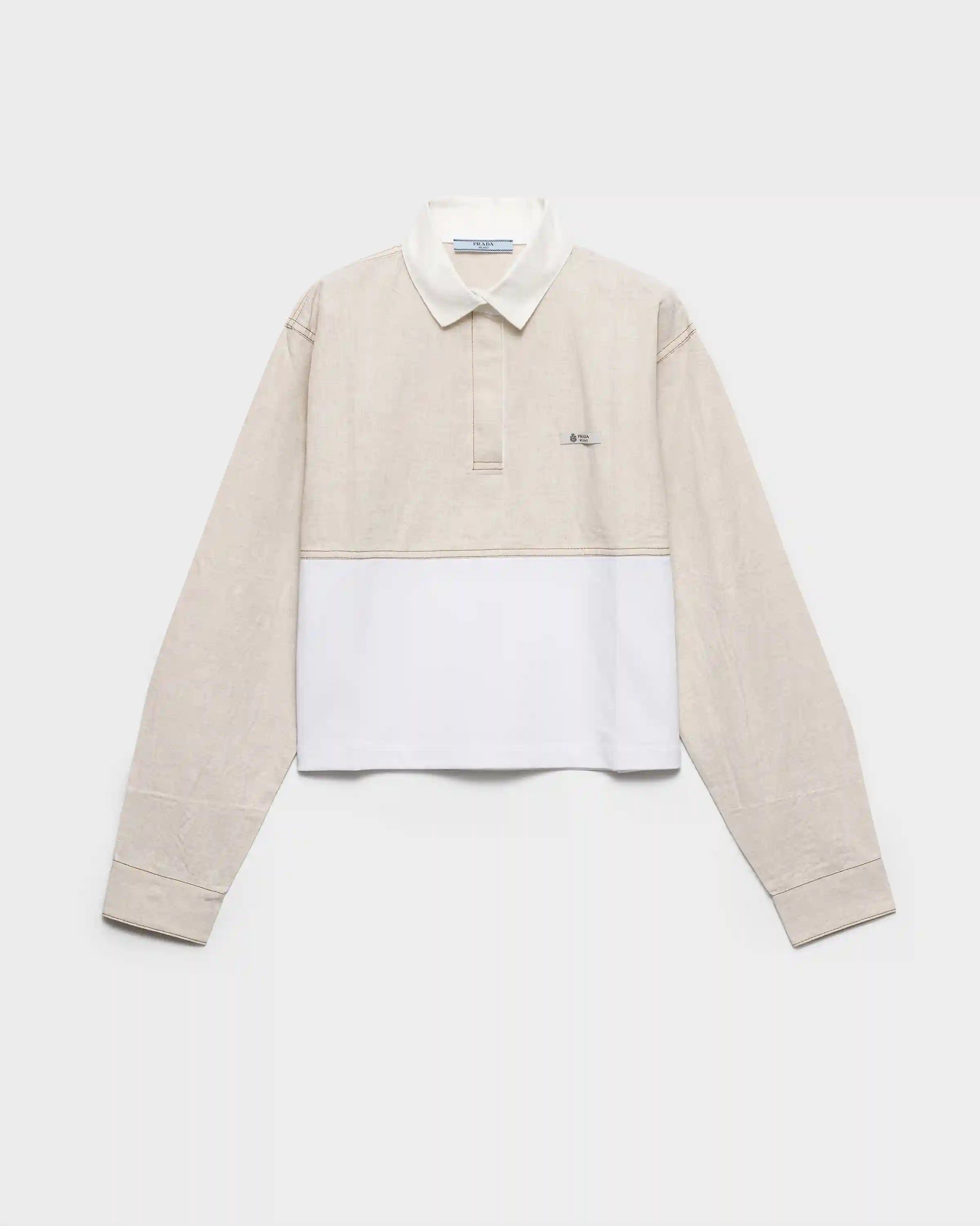 Chambray and jersey polo shirt