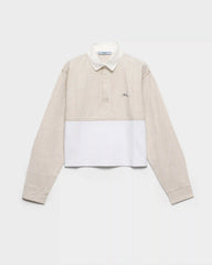 Chambray and jersey polo shirt