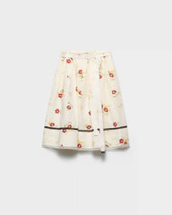 Floral print linen skirt